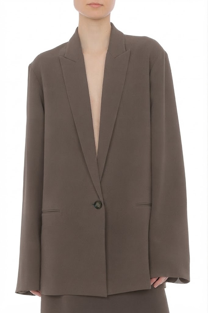 Veste oversize en cady stretch avec manches ouvertes et décolleté profond - Brown