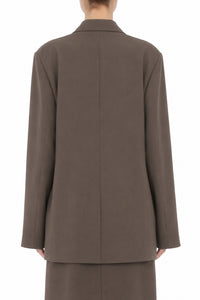 Veste oversize en cady stretch avec manches ouvertes et décolleté profond - Brown
