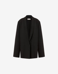 Veste oversize en cady stretch avec manches ouvertes et décolleté profond - Black