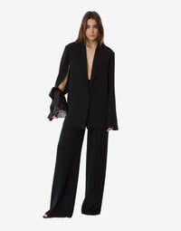 Veste oversize en cady stretch avec manches ouvertes et décolleté profond - Black