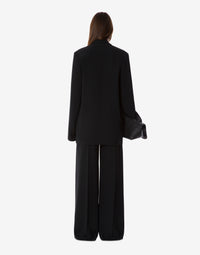 Veste oversize en cady stretch avec manches ouvertes et décolleté profond - Black