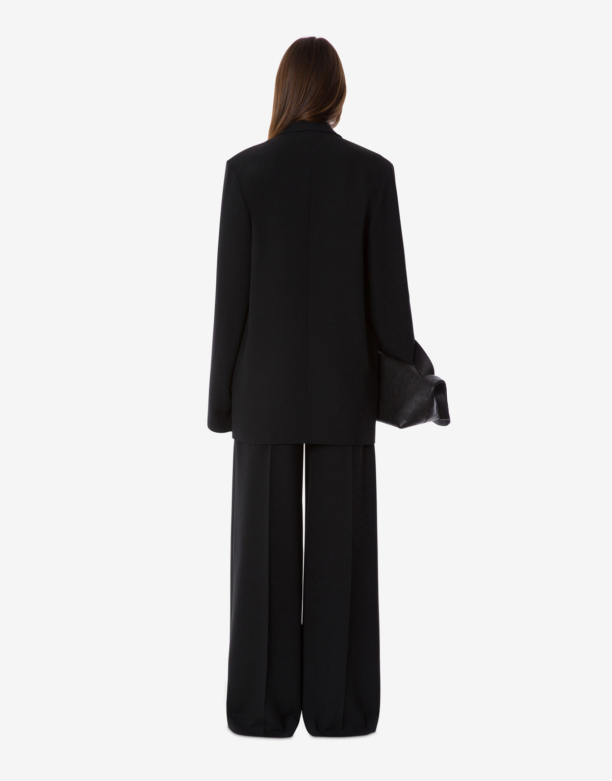 Veste oversize en cady stretch avec manches ouvertes et décolleté profond - Black