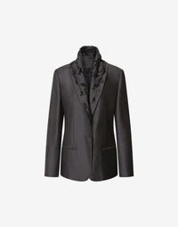 Veste de costume en laine et soie perlée - Grey