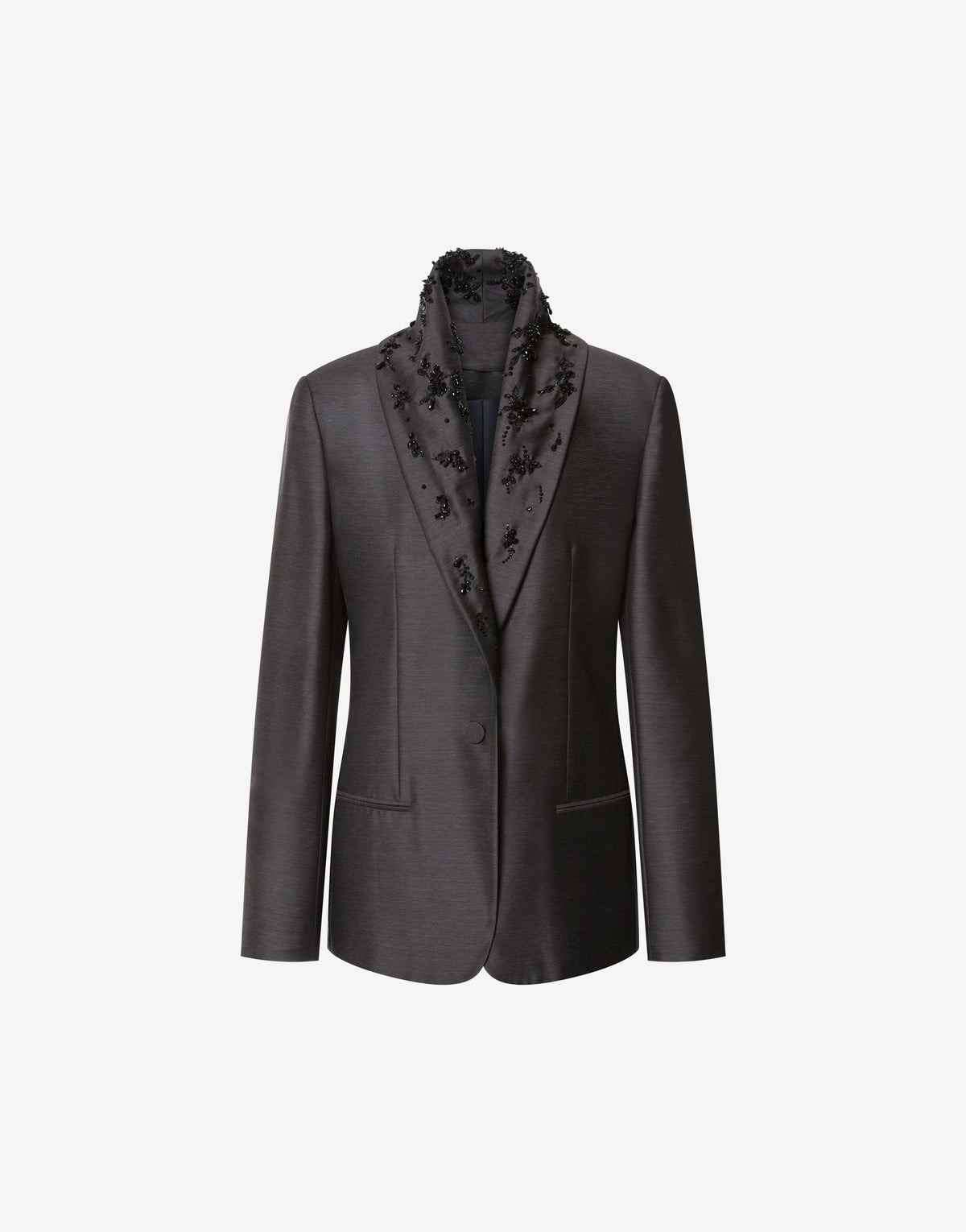 Veste de costume en laine et soie perlée - Grey