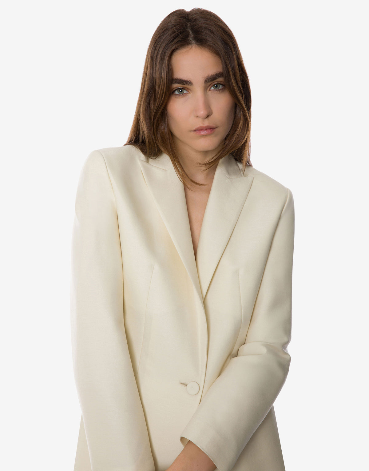 Veste de costume en laine et soie - Ivory