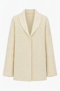 Manteau Texturé à Col Châle - White