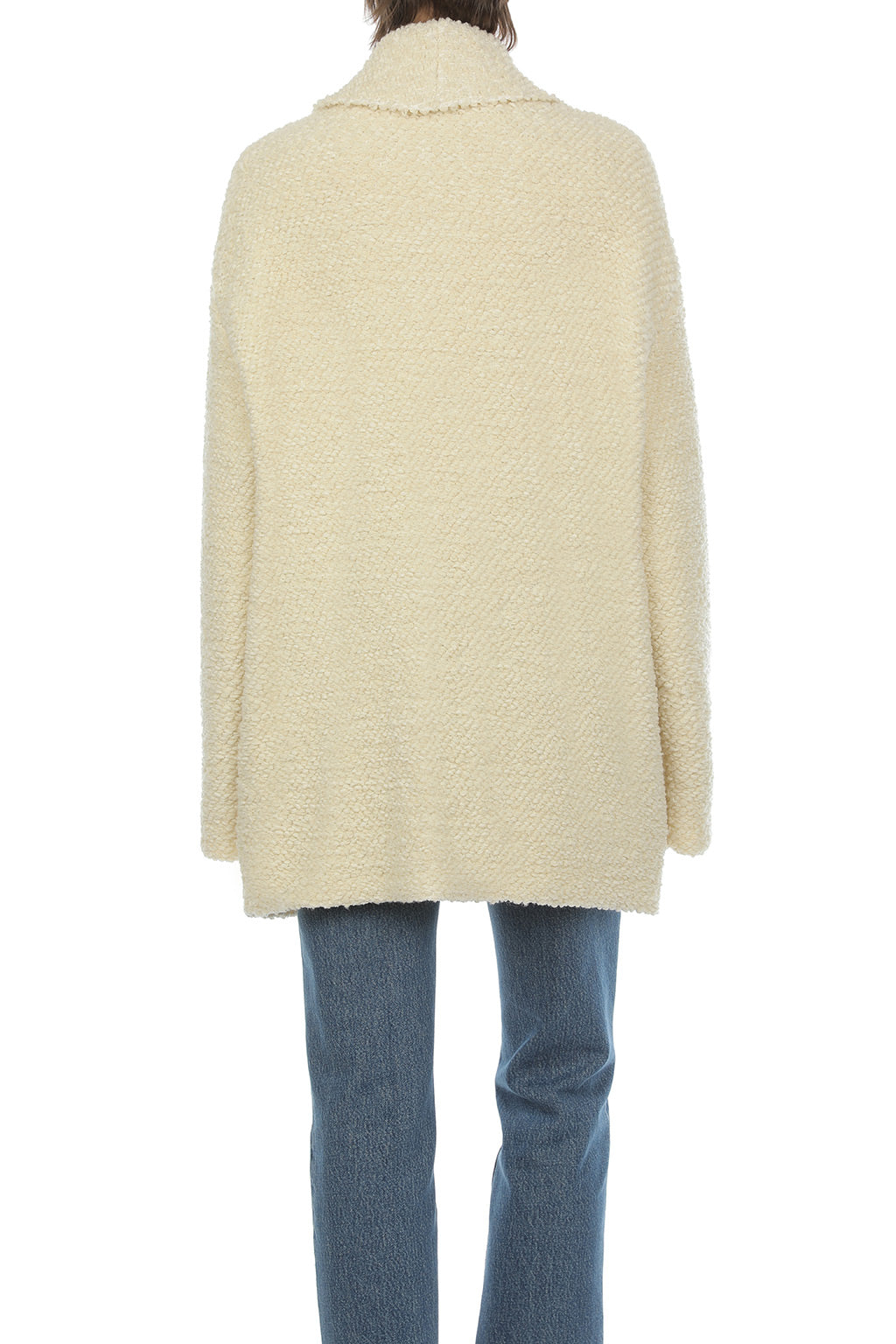 Manteau Texturé à Col Châle - White