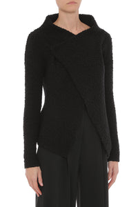 Veste en laine bouclée à col croisé - Black