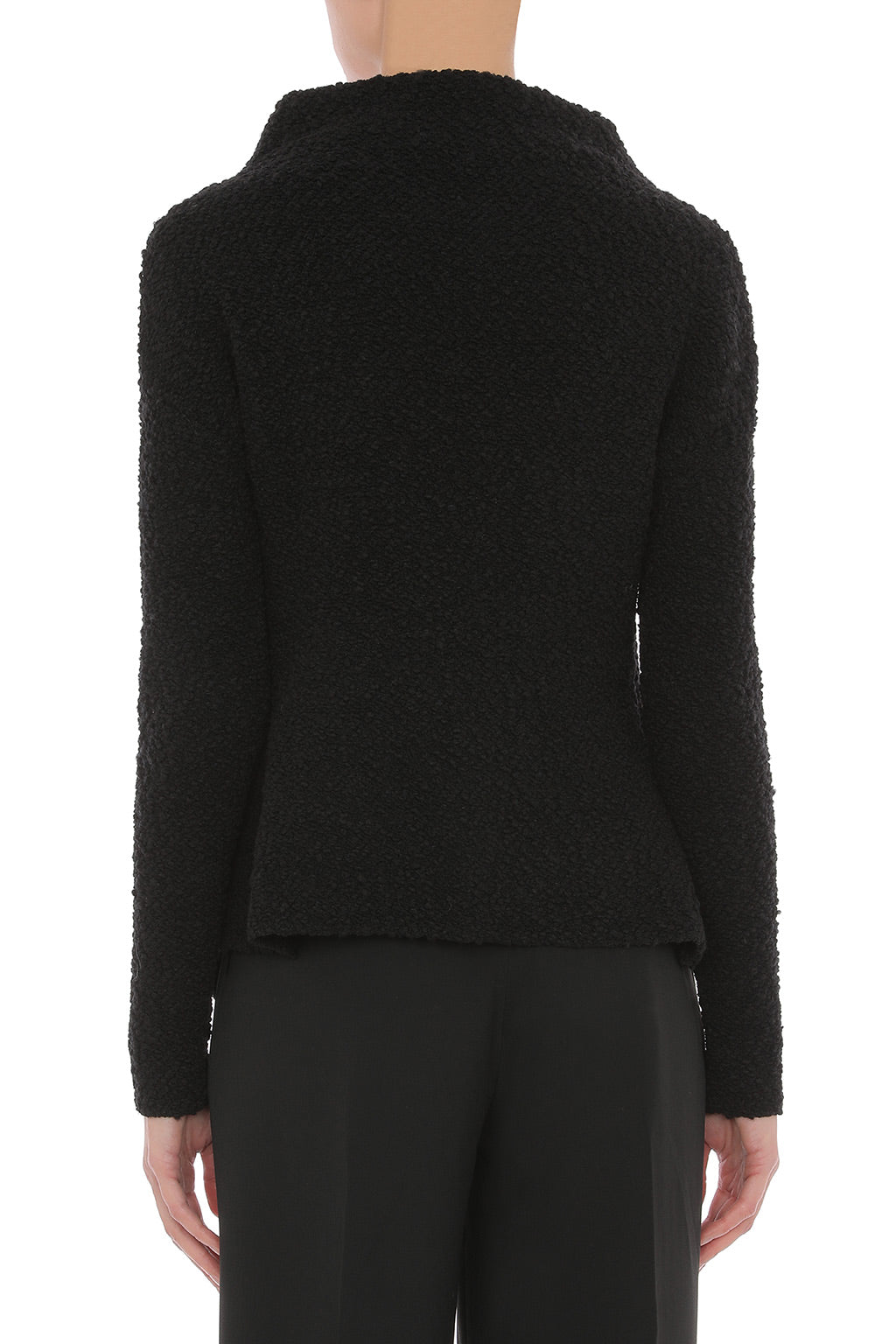Veste en laine bouclée à col croisé - Black