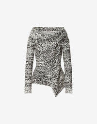 Veste en laine bouclée à col croisé - Black