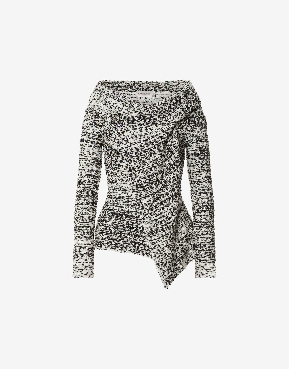 Veste en laine bouclée à col croisé - Black
