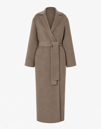 Manteau long style peignoir en laine et cachemire - Beige