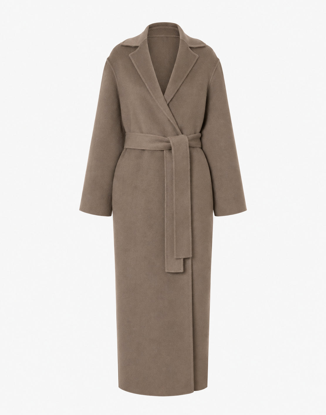 Manteau long style peignoir en laine et cachemire - Beige