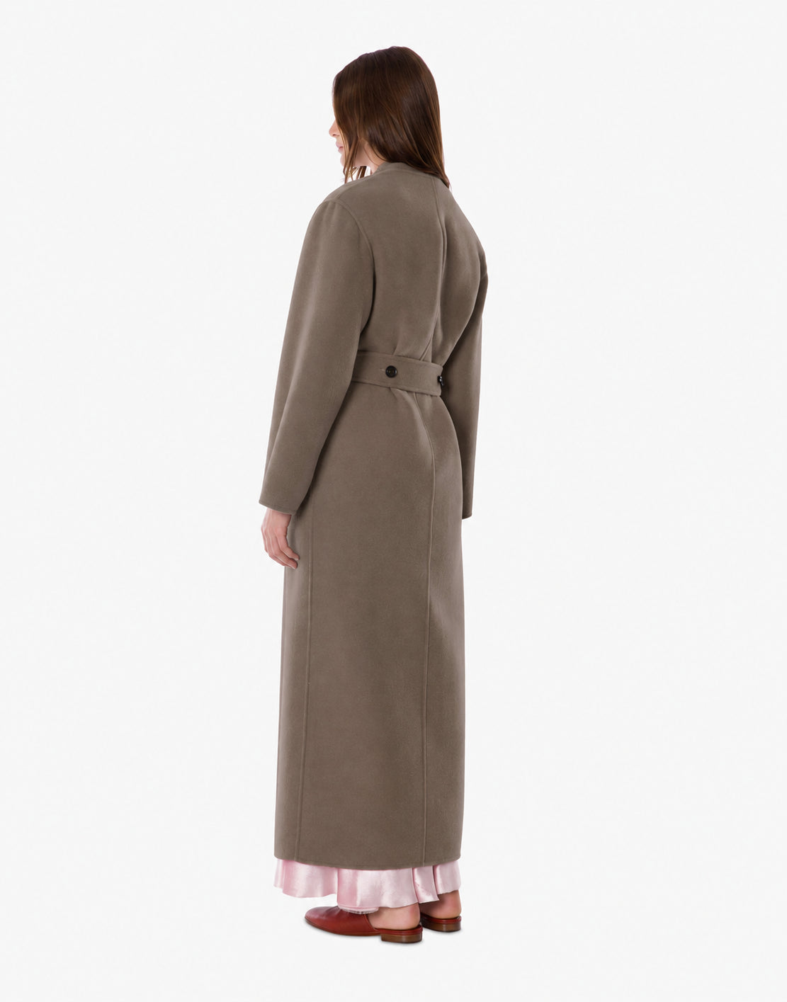 Manteau long style peignoir en laine et cachemire - Beige