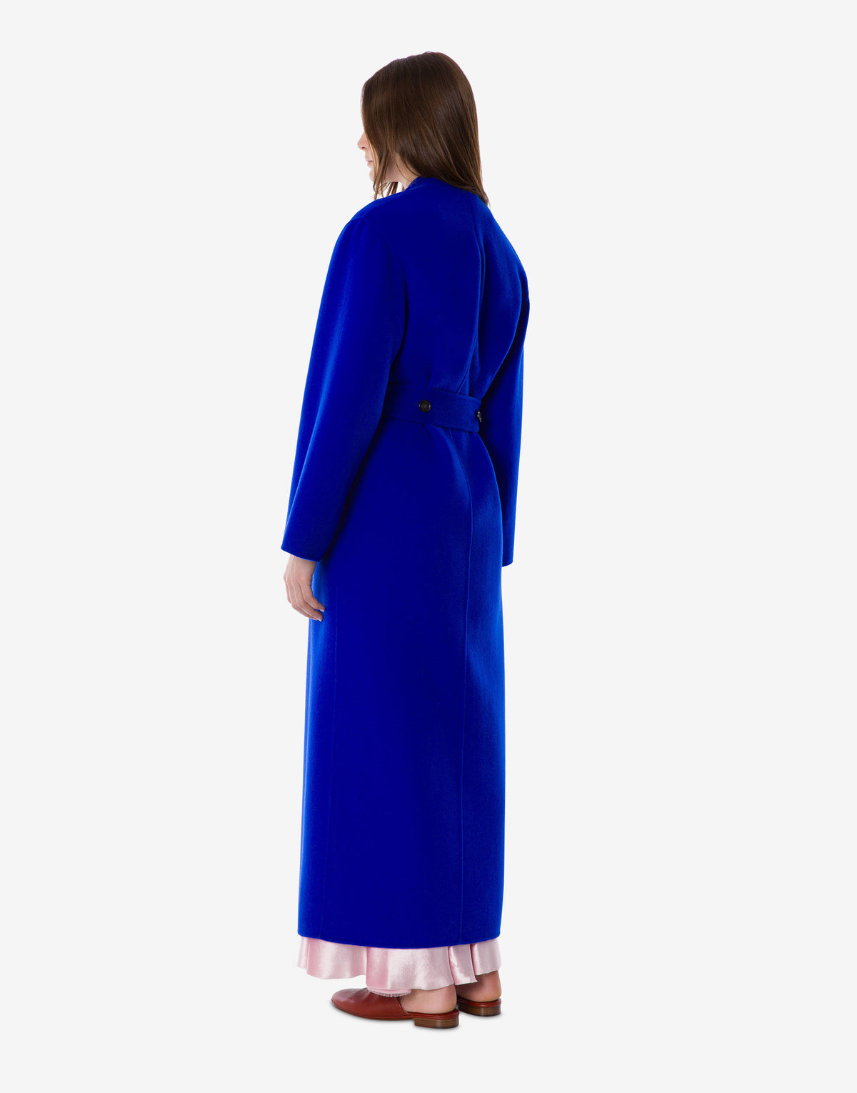 Manteau long style peignoir en laine et cachemire - Blue