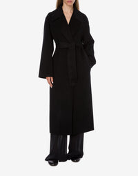 Manteau long style peignoir en laine et cachemire - Black