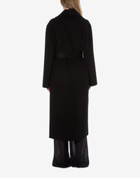 Manteau long style peignoir en laine et cachemire - Black