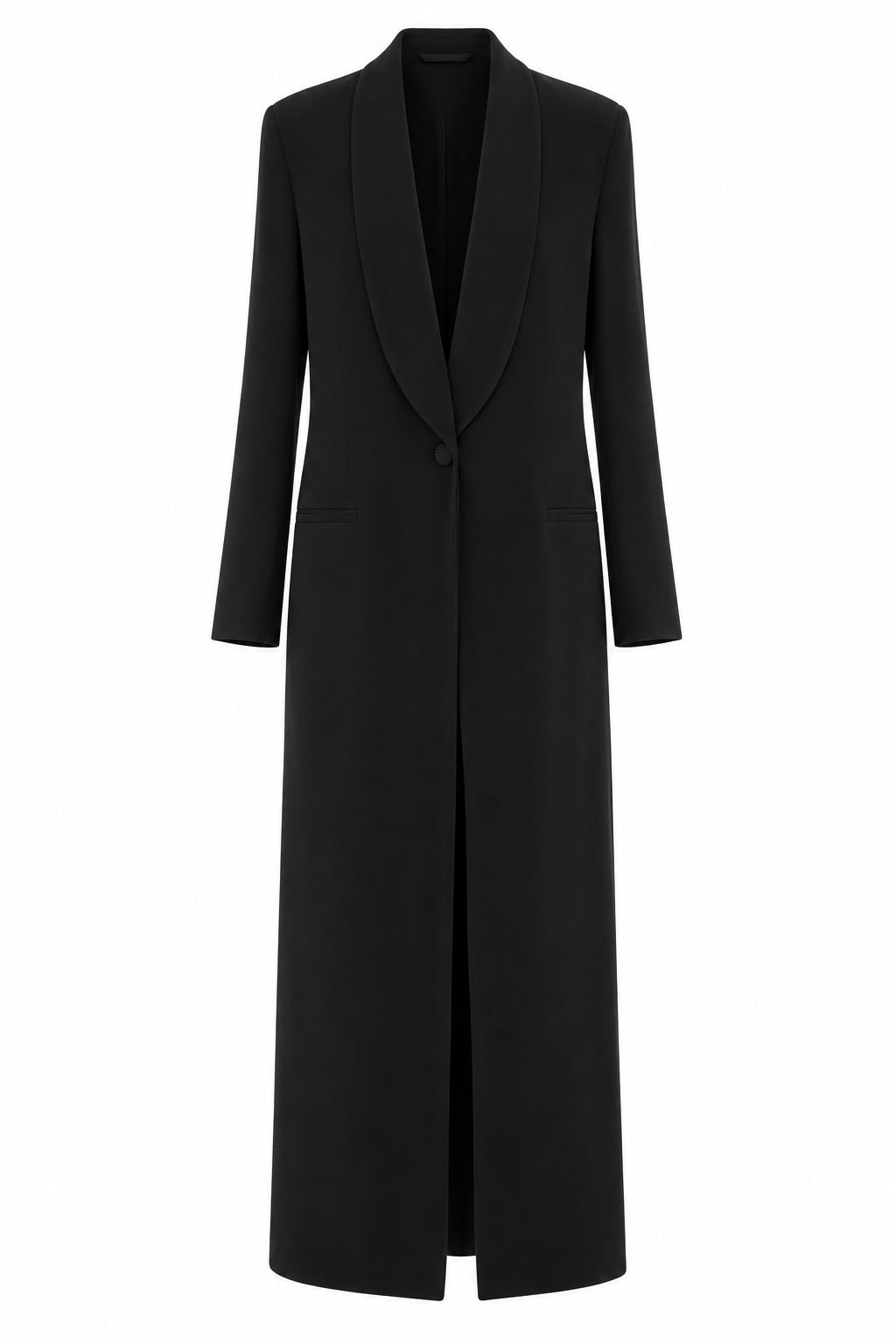 Manteau Long à Col Châle - Black