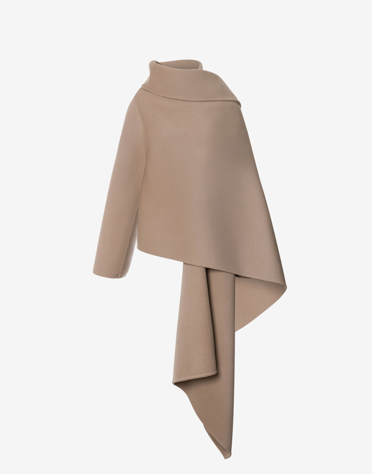 Veste à col écharpe en double feutre - Beige