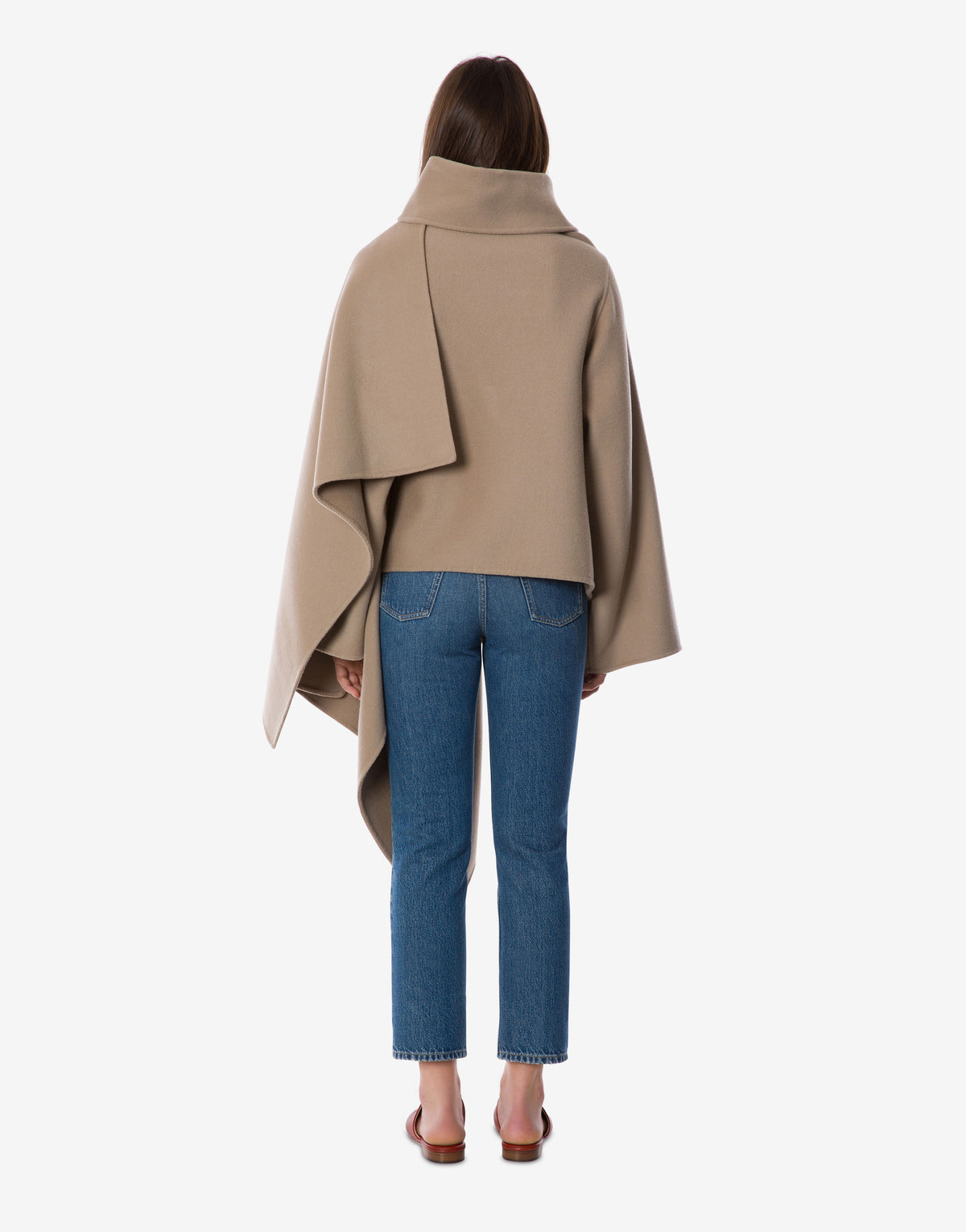 Veste à col écharpe en double feutre - Beige