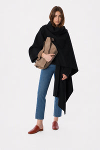 Veste à col écharpe en double feutre - Black