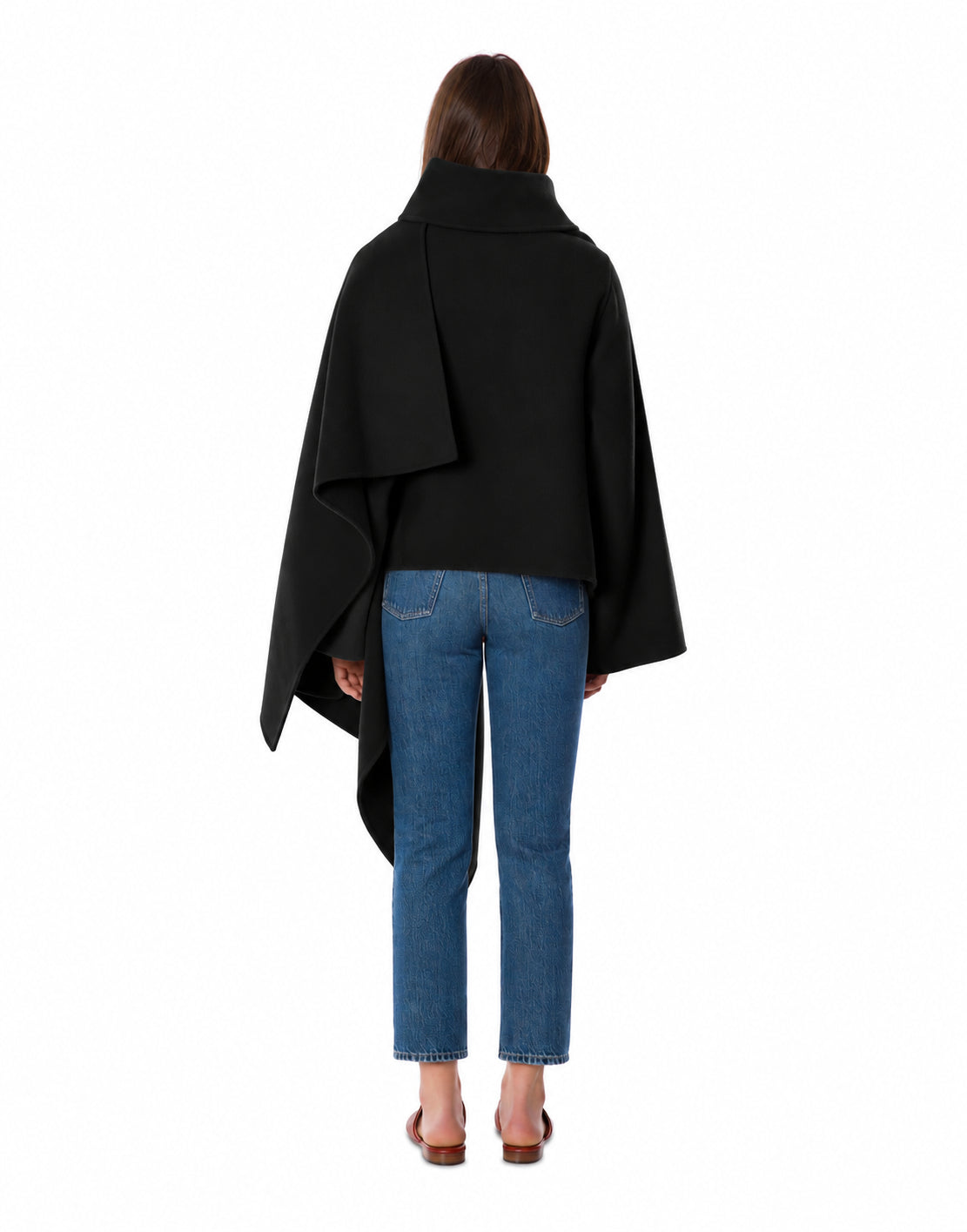 Veste à col écharpe en double feutre - Black