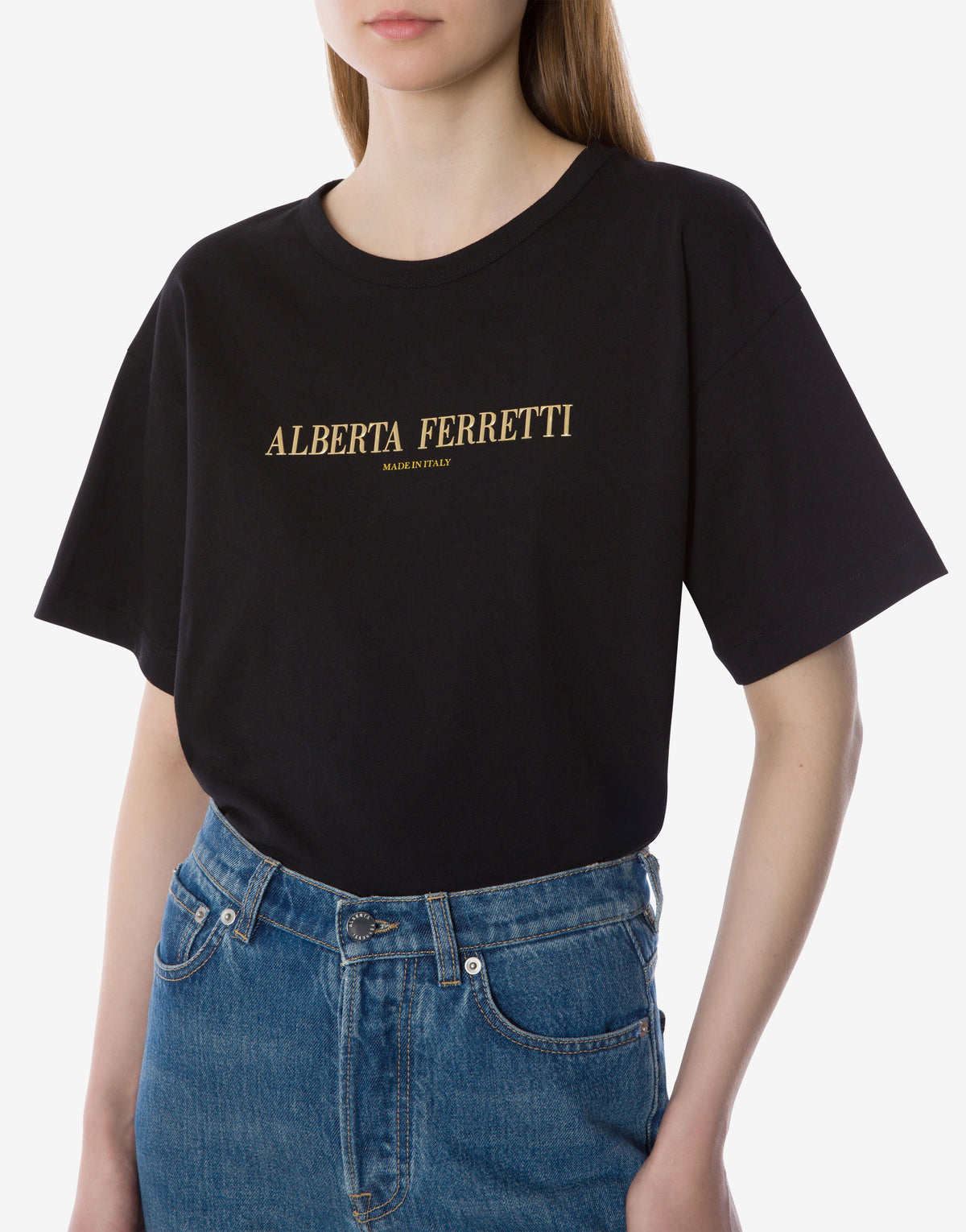 T-shirt en jersey boxy avec logo - Black