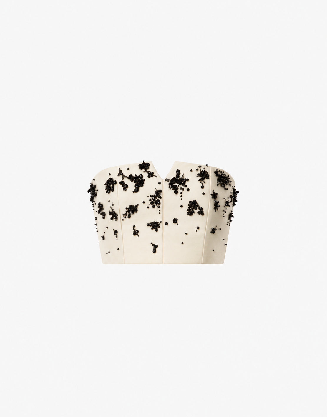 Corset croisé en laine et soie brodée - Ivory