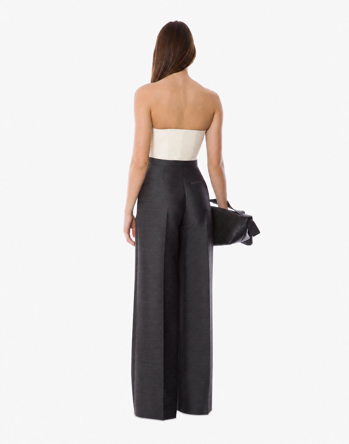 Corset croisé en laine et soie brodée - Ivory