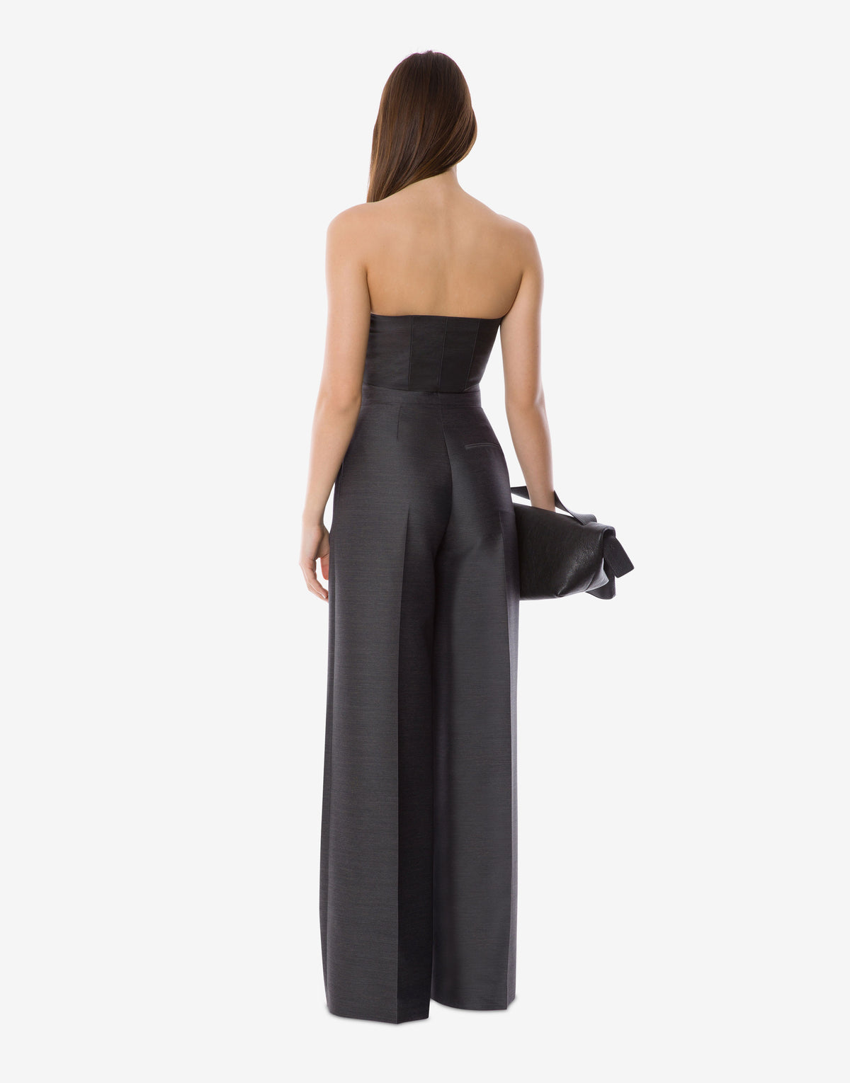 Corset croisé en laine et soie brodée - Grey