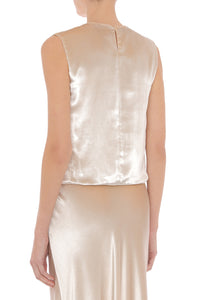 Top Sans Manches Orné de Motifs Floraux - Ivory