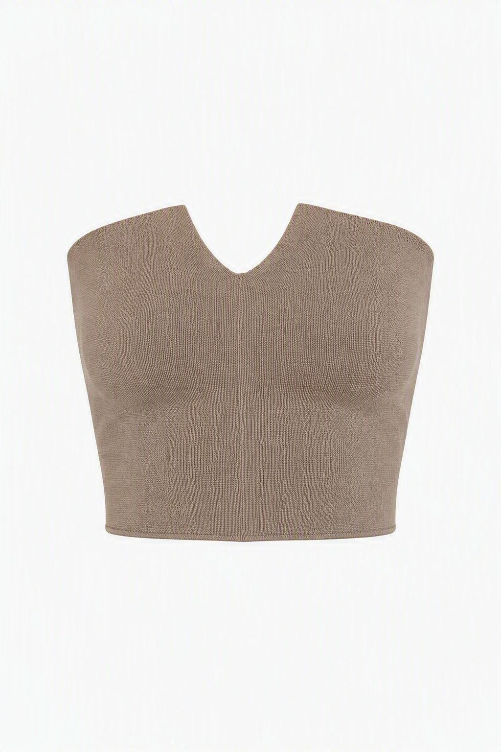 Top Bandeau Sans Coutures en Maille - Beige