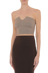 Top Bandeau Sans Coutures en Maille - Beige