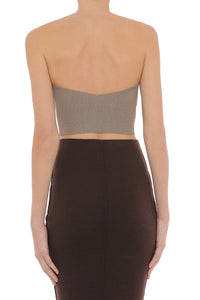 Top Bandeau Sans Coutures en Maille - Beige