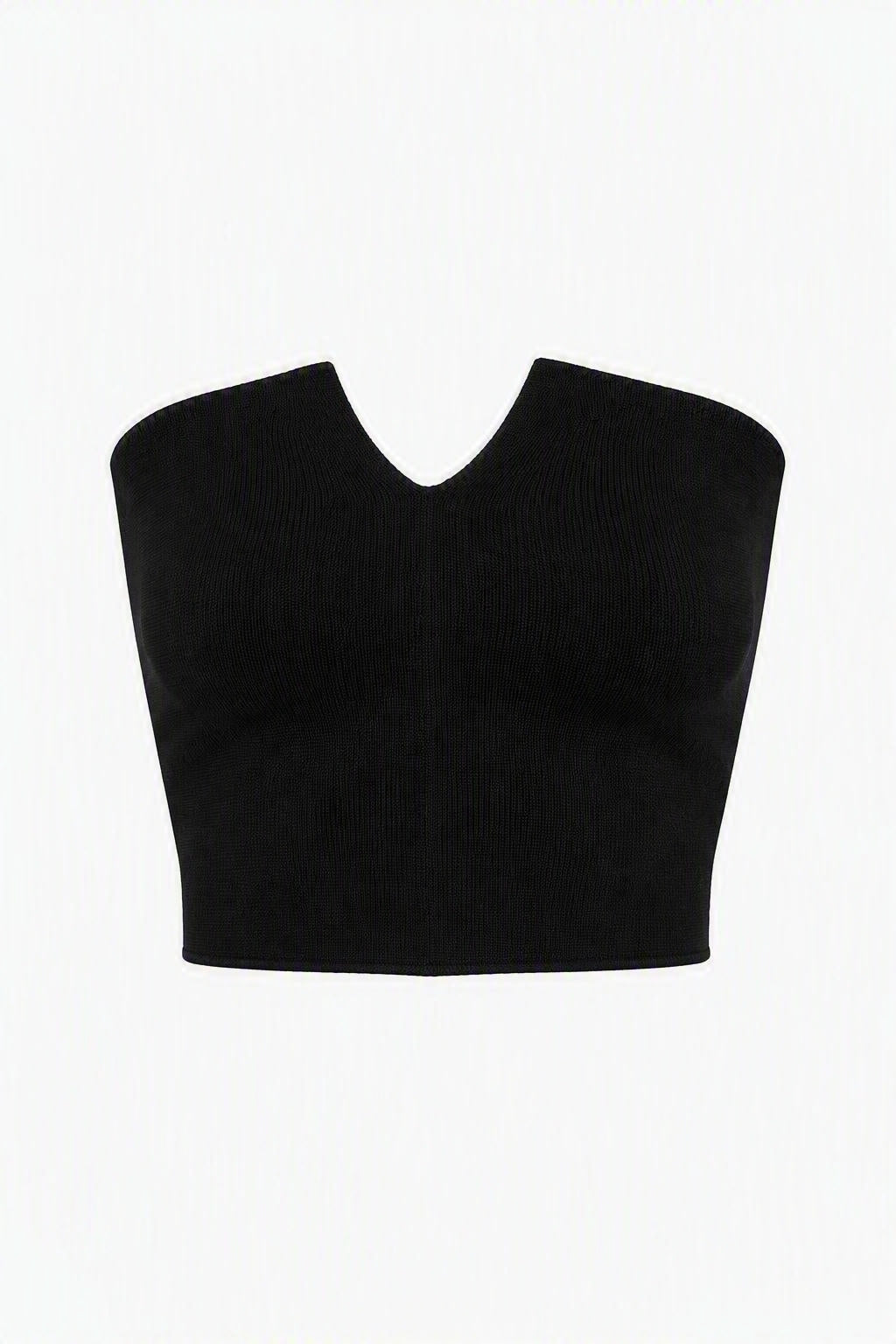 Top Bandeau Sans Coutures en Maille - Black