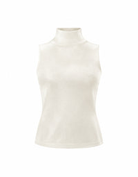 Top Sans Manches à Col Montant en Maille - Ivory