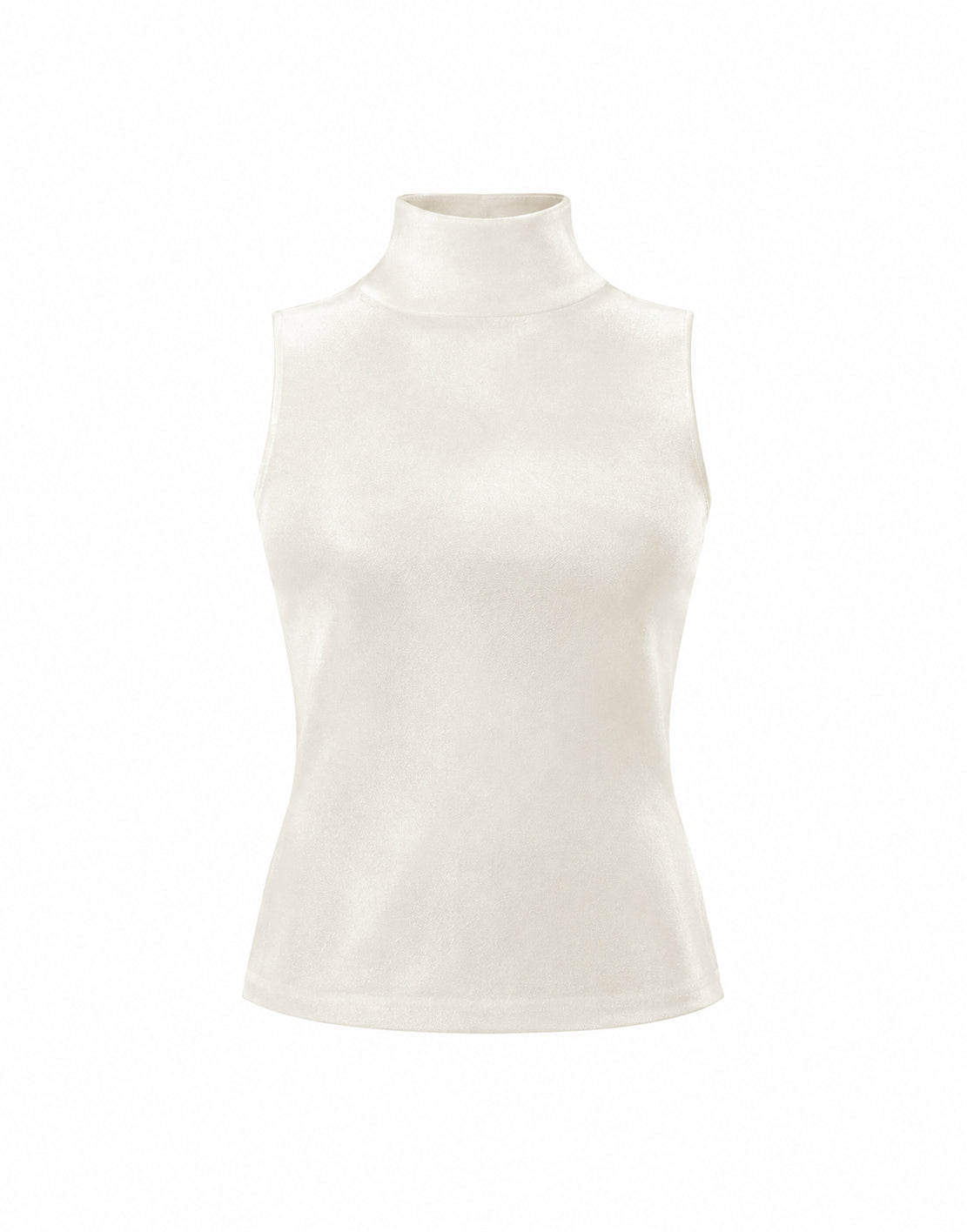 Top Sans Manches à Col Montant en Maille - Ivory