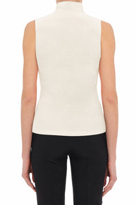 Top Sans Manches à Col Montant en Maille - Ivory