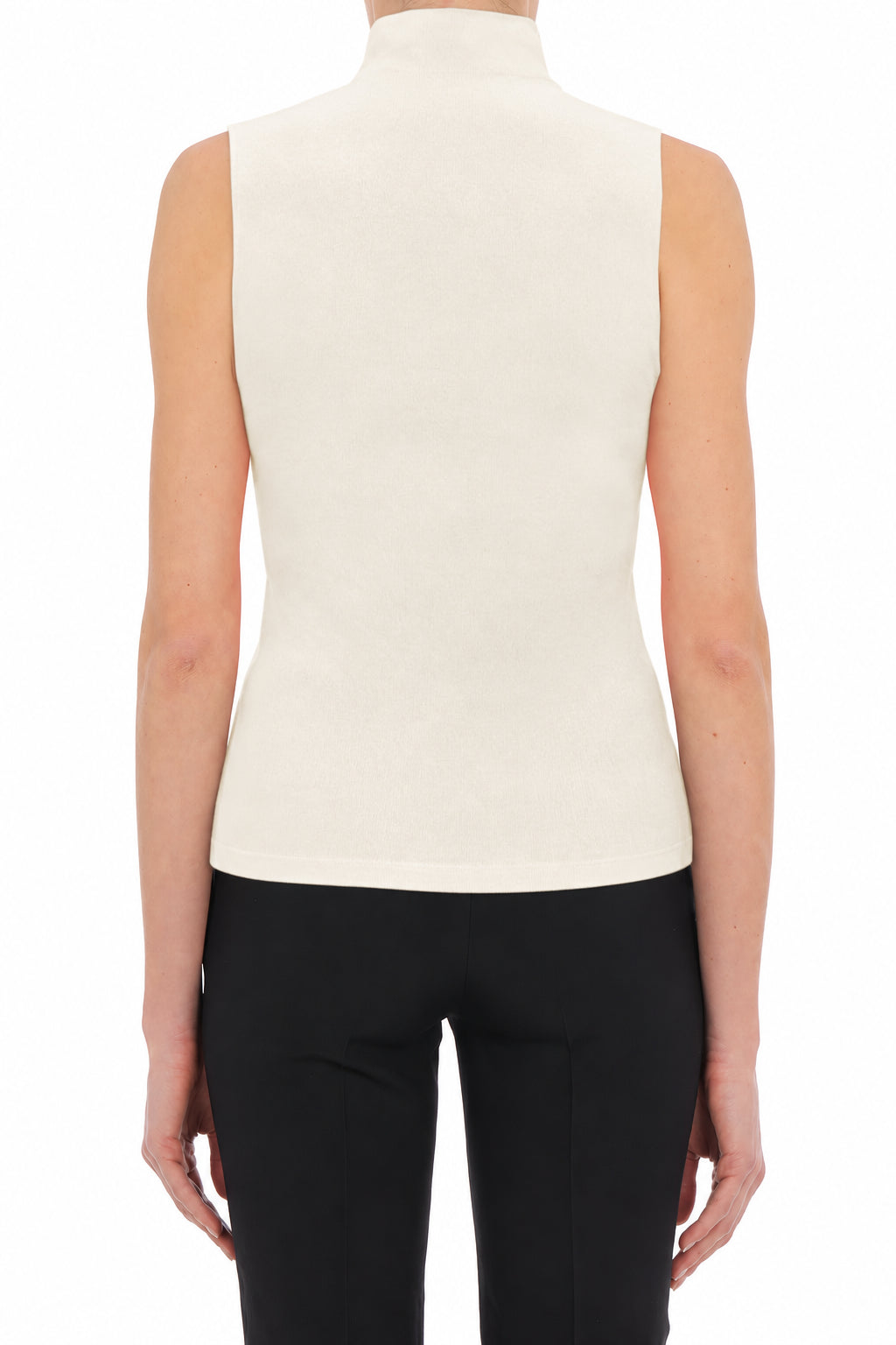 Top Sans Manches à Col Montant en Maille - Ivory