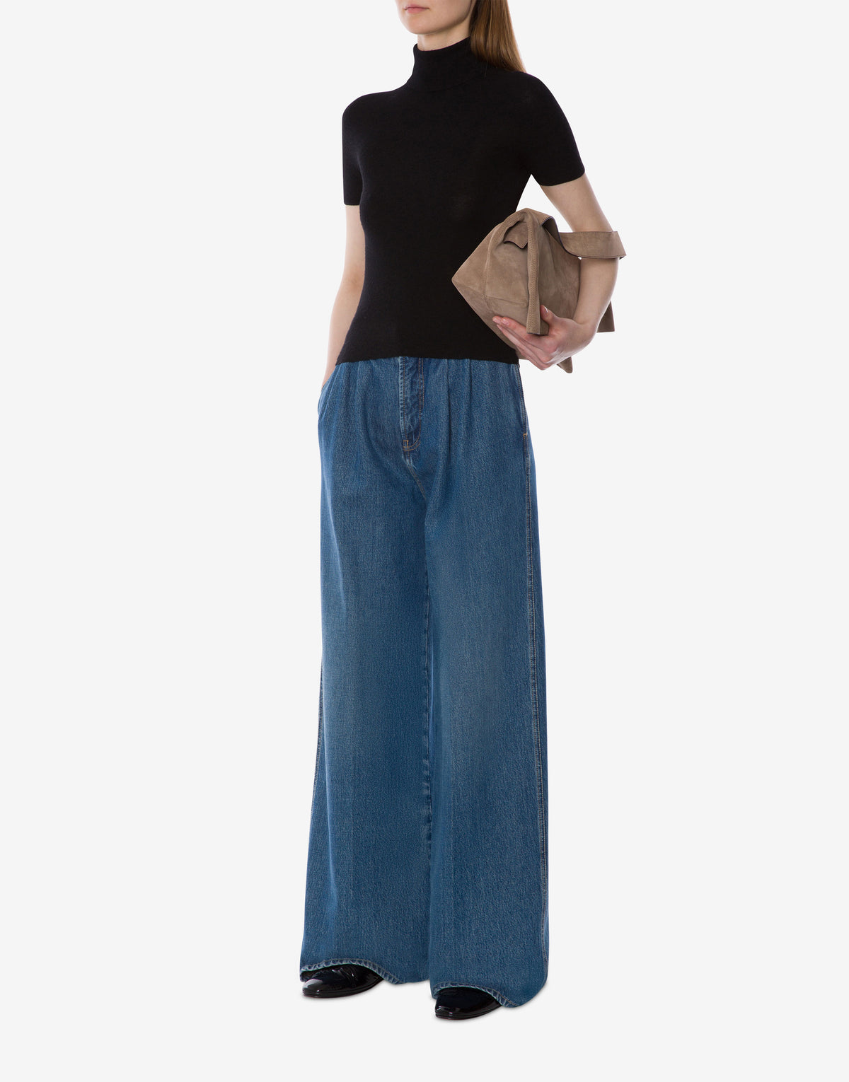 Top à dos nu en laine et cachemire - Black
