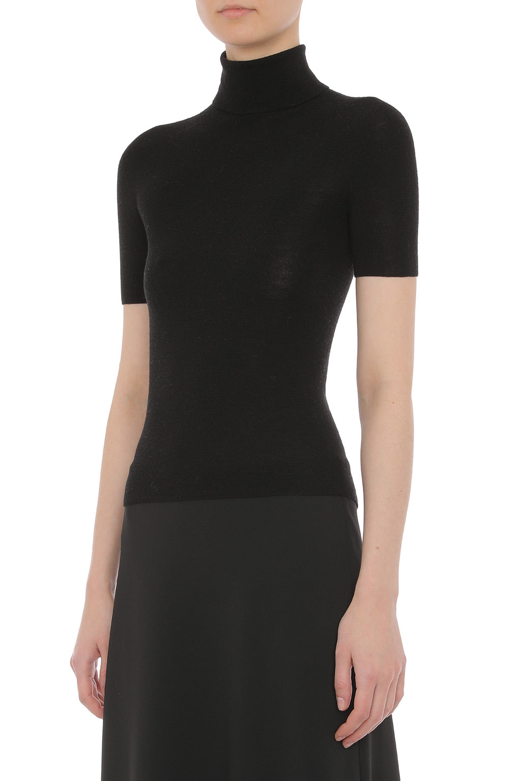 Top à dos nu en laine et cachemire - Black