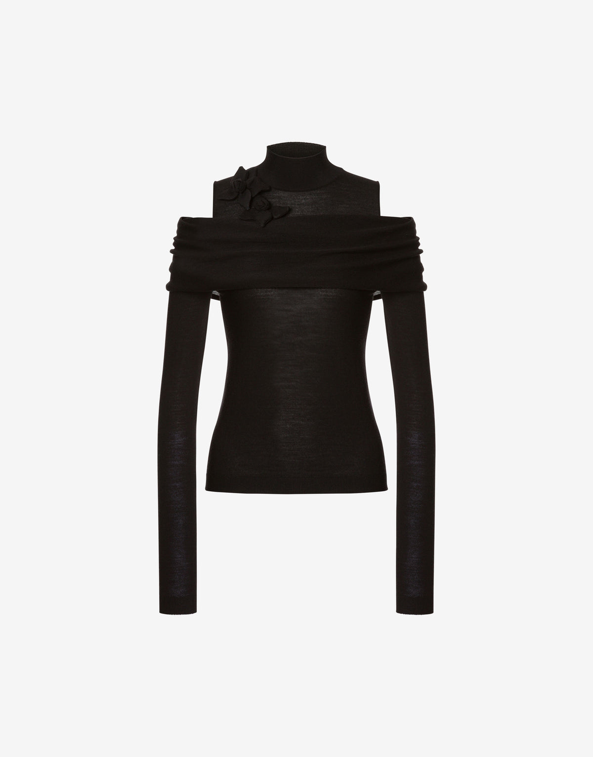 Pull à col roulé en cachemire découpé - Black