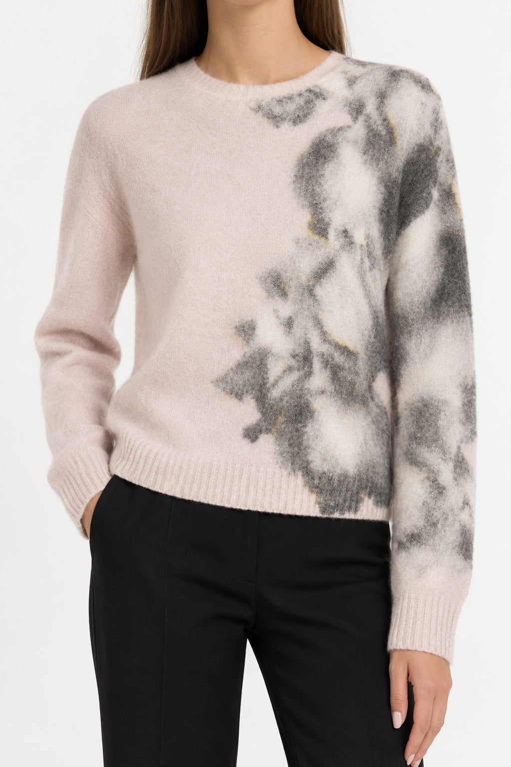 Pull en mohair imprimé orchidée - Pink