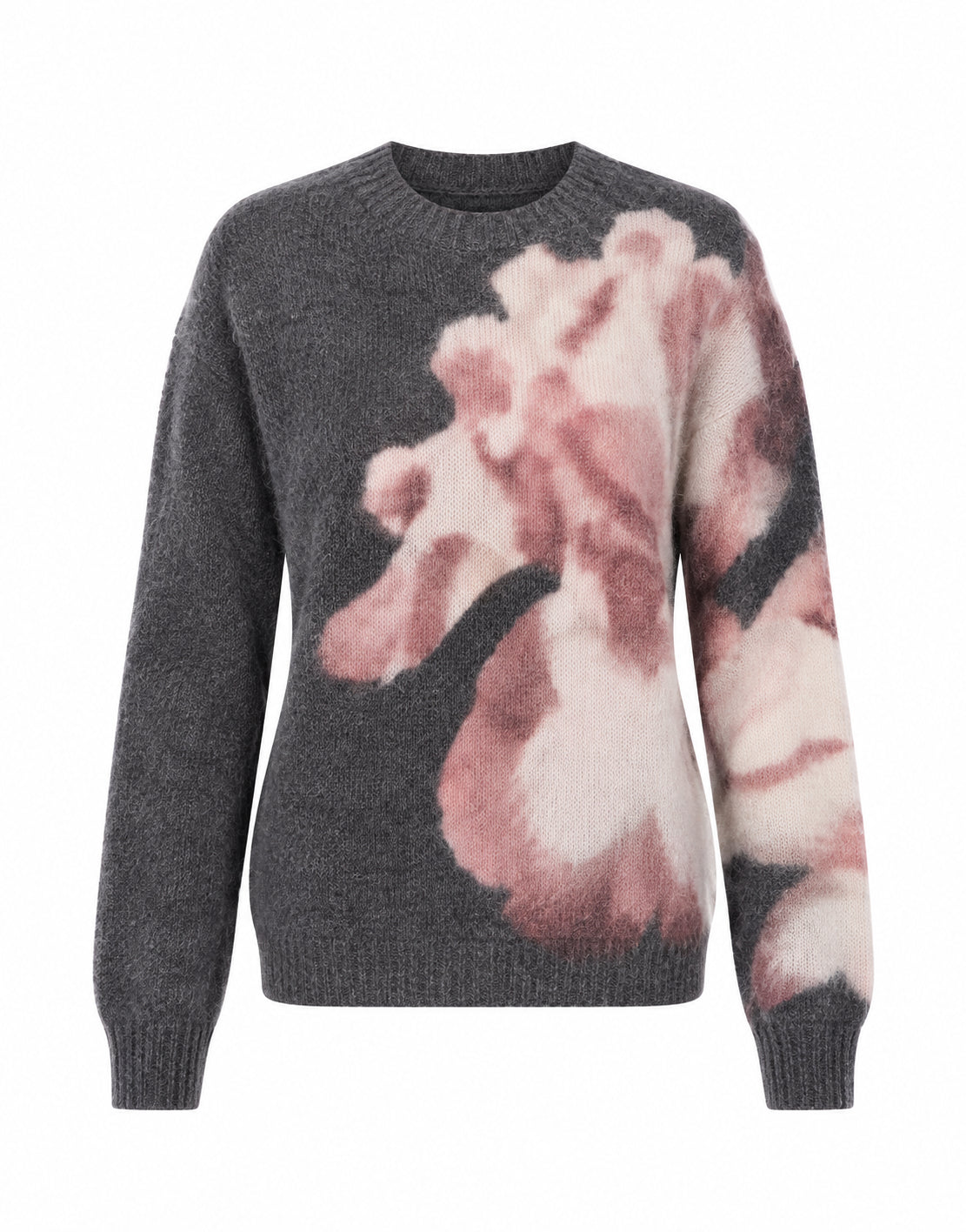 Pull en mohair imprimé orchidée - Black