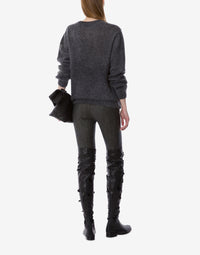 Pull en mohair imprimé orchidée - Black
