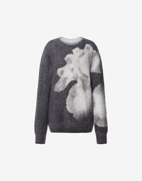 Pull en mohair imprimé orchidée - Black