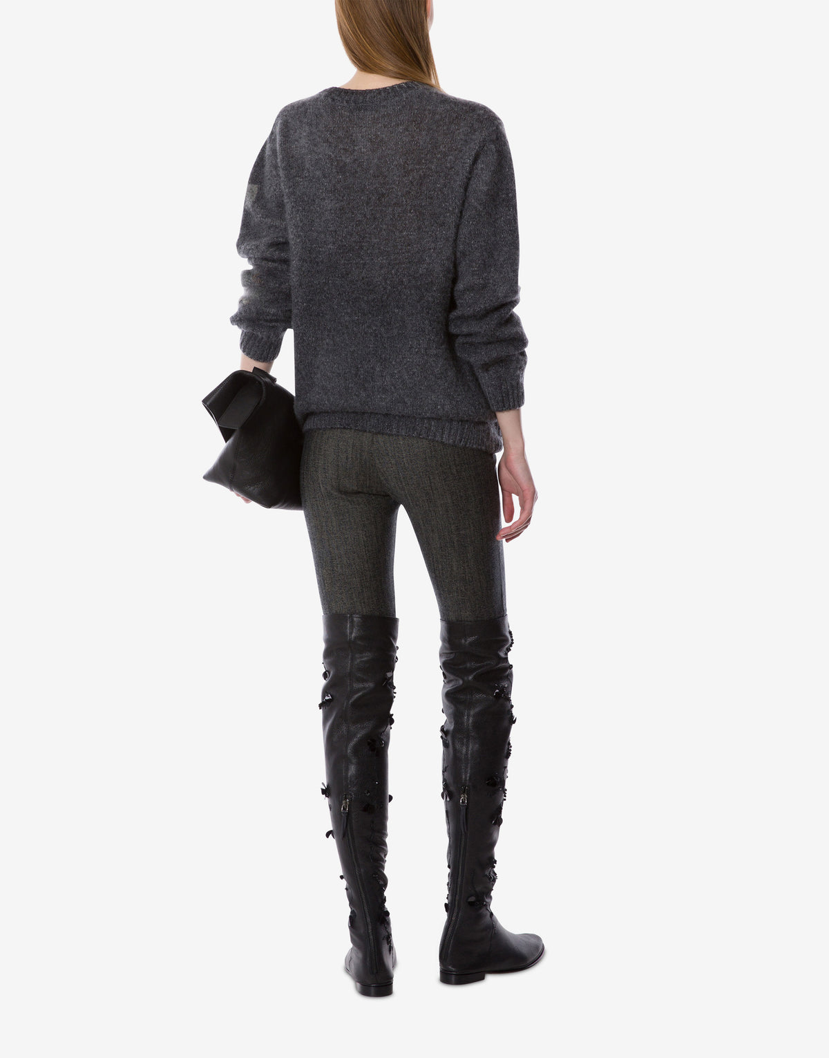Pull en mohair imprimé orchidée - Black