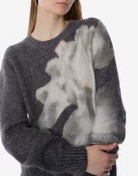 Pull en mohair imprimé orchidée - Black