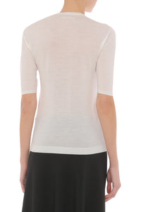 Top en Maille à Application Florale - White