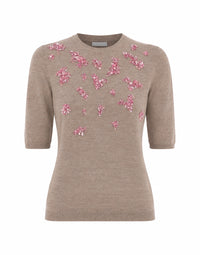 Top en Maille Orné - Beige